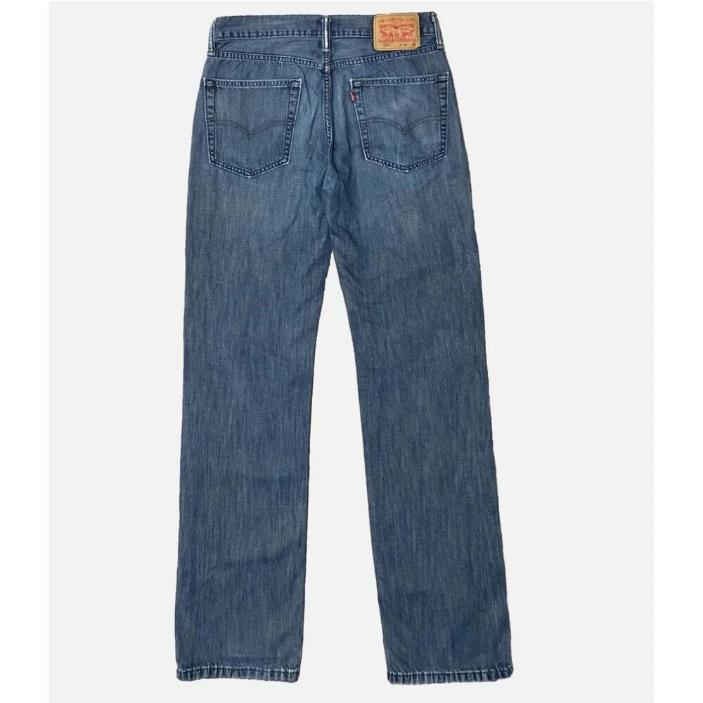 Levis 514 Blue Jeans Mens 30x32 Slim Straight Distressed Denim Red Tab Wash